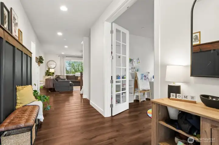 As you enter the home with office to the right
