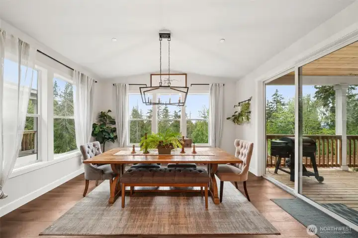 Dining room with windows galore!