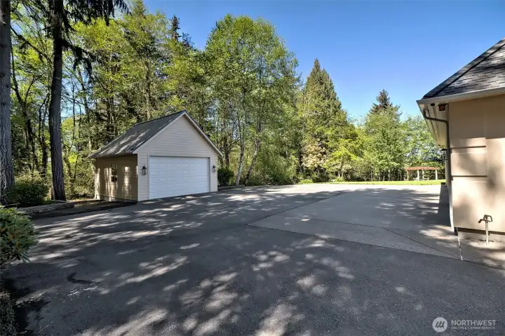 Detached 2-car garage for storing those toys of yours.