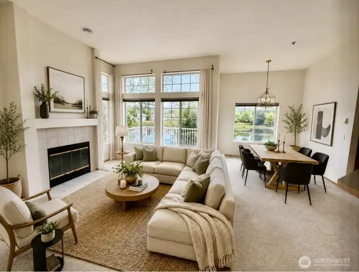 Living room virtually staged