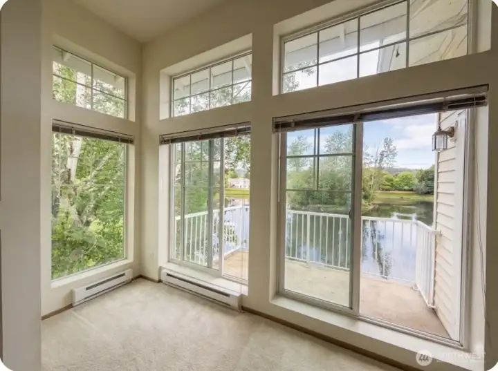 View of lake from the living room and balcony