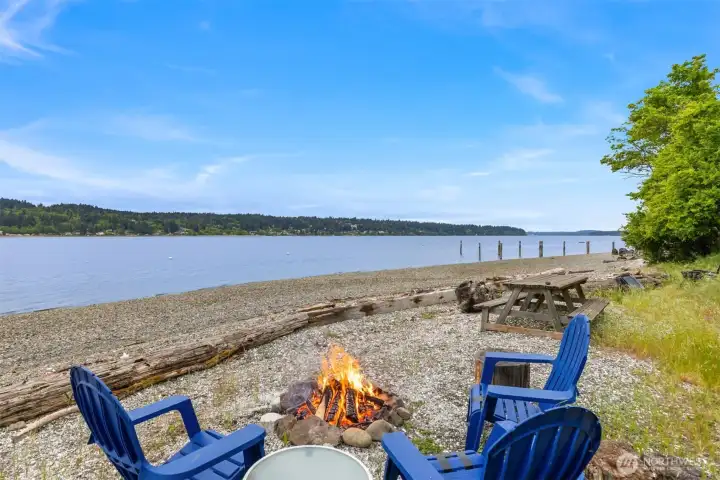 Enjoy time around the fire pit at the beach while enjoying beautiful sunsets.