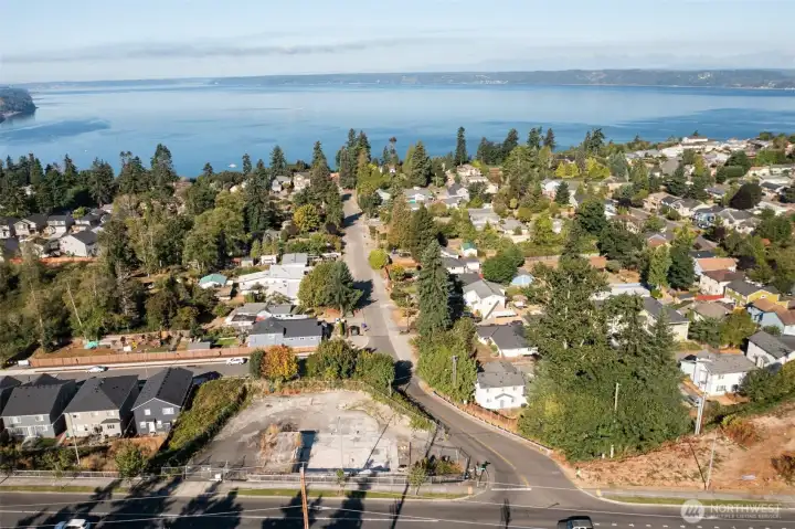 Aerial view looking West