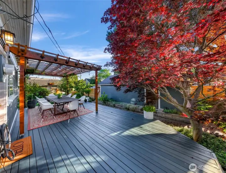 Pergola and comfortable back deck