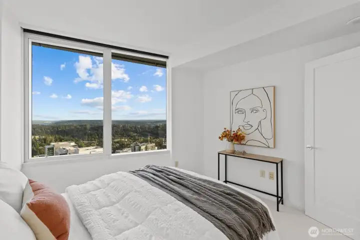 The second bedroom also enjoys sweeping views. The second bedroom also enjoys sweeping views.