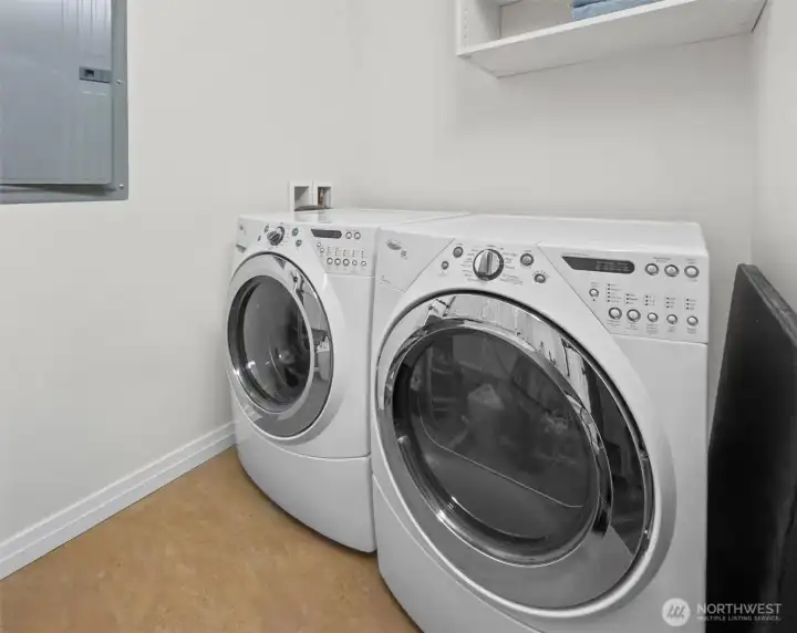 Convenient in-unit laundry room with full size washer/dryer duo. Convenient in-unit laundry room with full size washer/dryer duo.