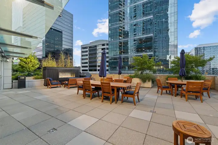 Host your next BBQ on the terrace with an outdoor fireplace & plenty of seating. Host your next BBQ on the terrace with an outdoor fireplace & plenty of seating.