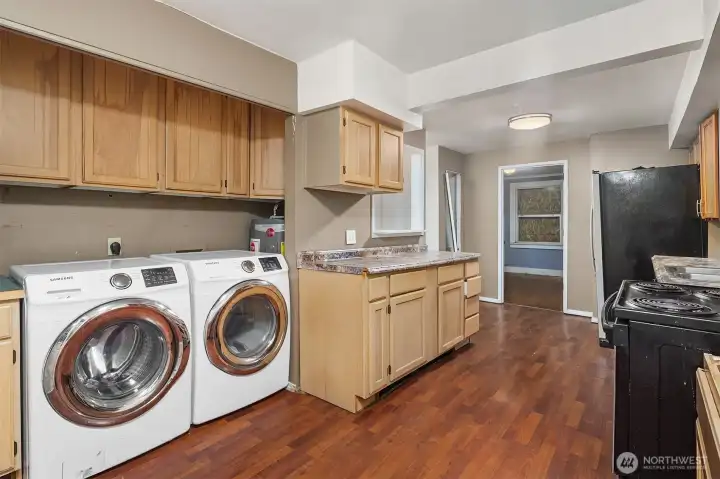 Washer and dryer stay with purchase. Washer and dryer stay with purchase.