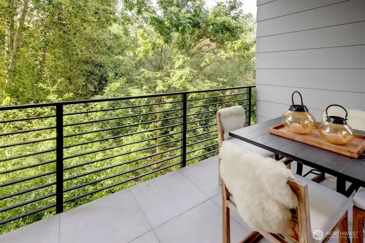 Outdoor seating off kitchen. Outdoor seating off kitchen.