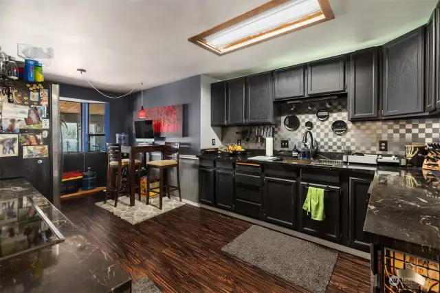 Remodeled kitchen with built-in appliances