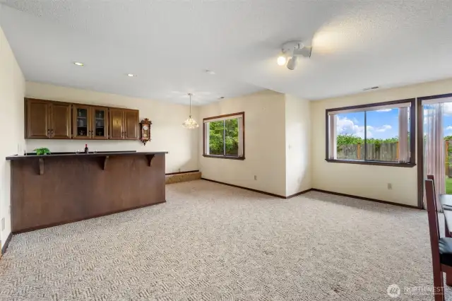 Lower-level recreational room. Plumbed for a sink.