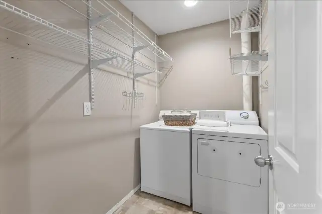 Conveneint Upper Level Utility Room next to all bedrooms. Appliance stay!