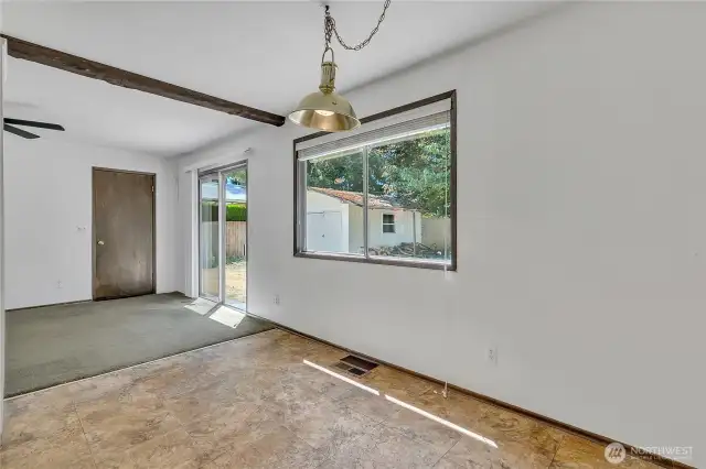 Dining room leading into the family room