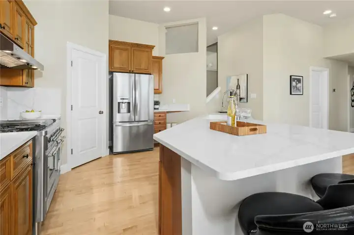 Lots of well-designed space in the gorgeous kitchen