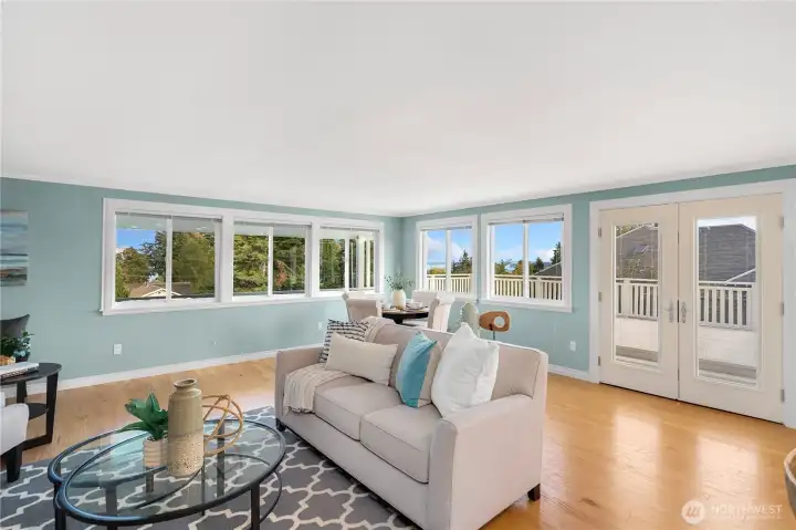 French doors to expansive deck w/ views.