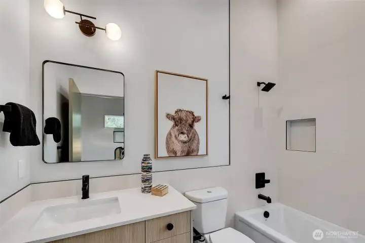 Ensuite to the second features includes a deep soaking tub and shower.