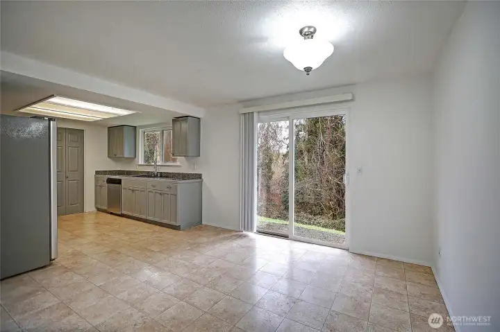 Light and bright kitchen and dining room.