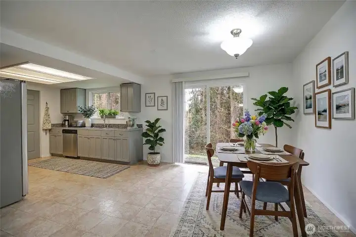 Virtually staged dining Room.