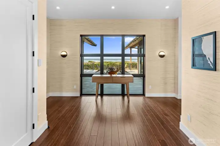 Breathtaking from the moment you arrive with natural grass wallpaper throughout