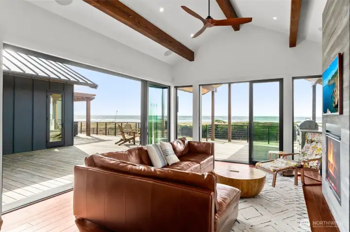 Milgard moving glass walls for an incredible beach experience