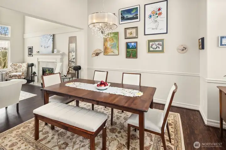 The spacious dining room