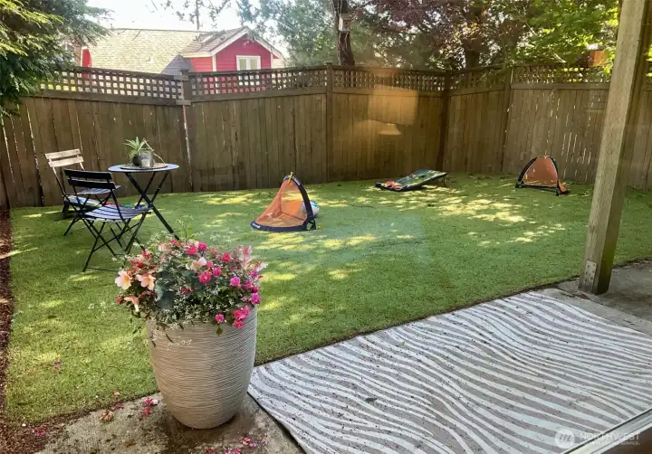 Yard play area viewed from the office.
