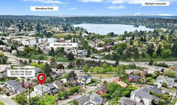 Short ways to Green Lake and "downtown Green Lake."