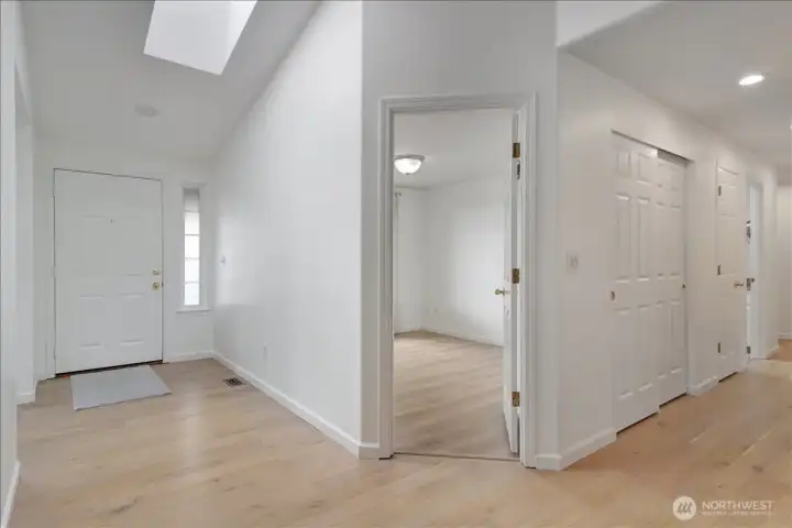Office space away from bedrooms and close to kitchen and front door