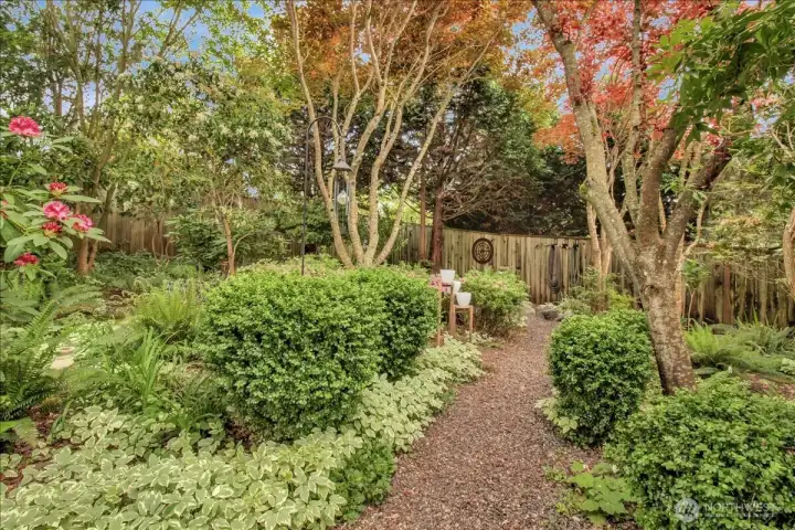 Natural paths provide easy access around the yard