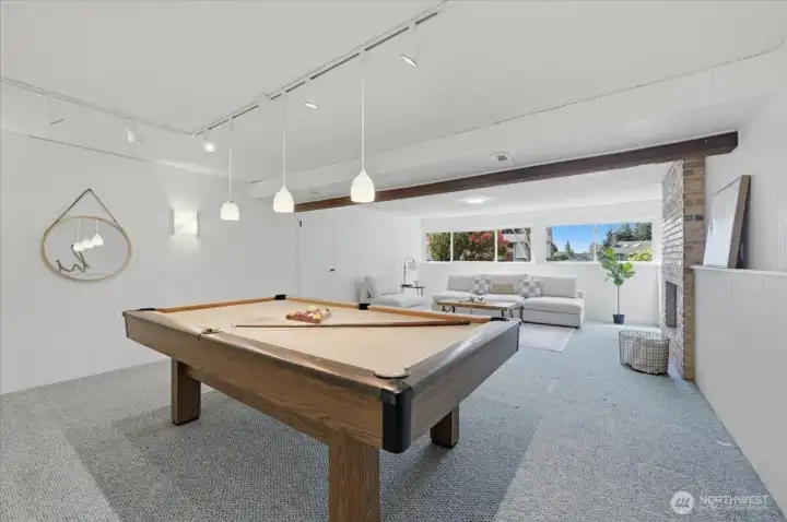 Lower level: Family room. Buyer bonus: pool table stays (or we’ll happily make it disappear).