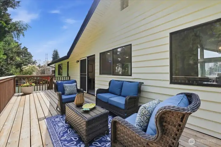Enjoy BBQs on the deck, off the main level kitchen.
