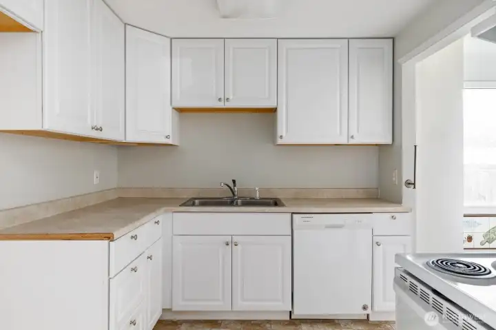 Kitchen cabinets have been updated.