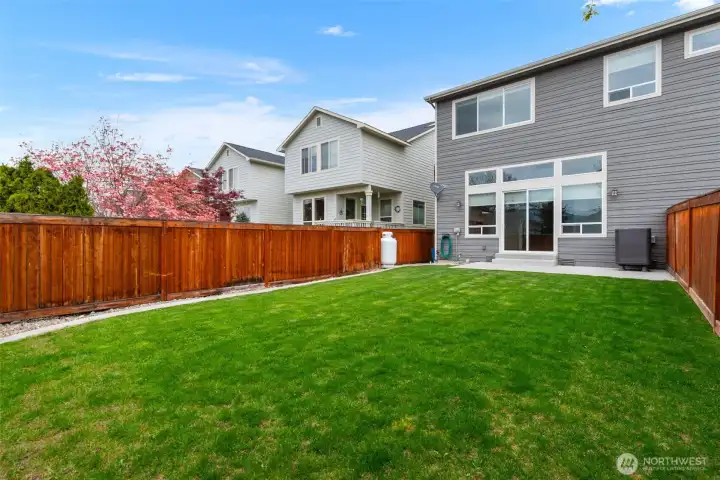 Fully fenced backyard.