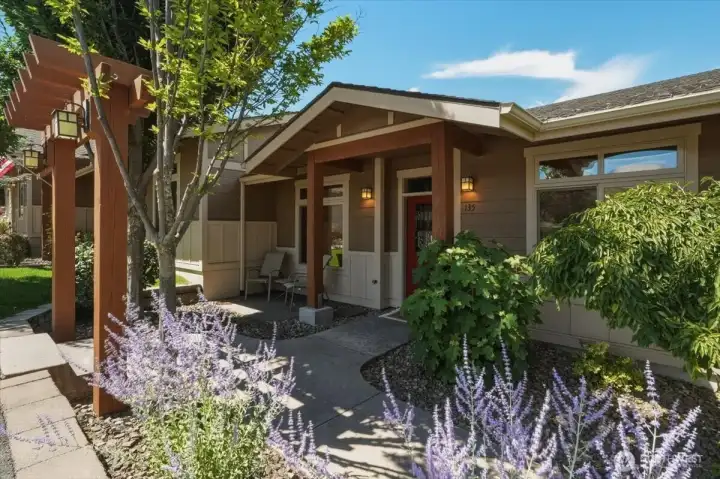 Welcoming entry with landscaping. Welcoming entry with landscaping.