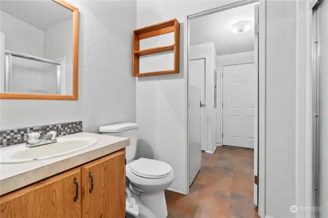 Full Hall Bath w/Shower, newer Vinyl Floor.