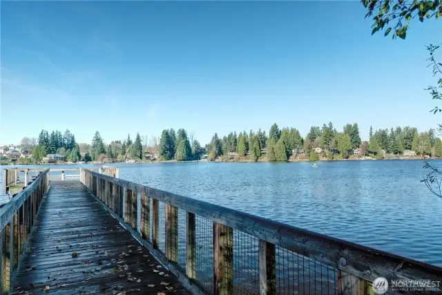 Martha lake community dock and park with swimming area are walking distance.