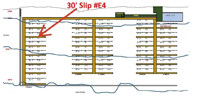 The lot comes with a boat slip. Slip E4 is a 30 footer in the protected Crystal View Estates marina!