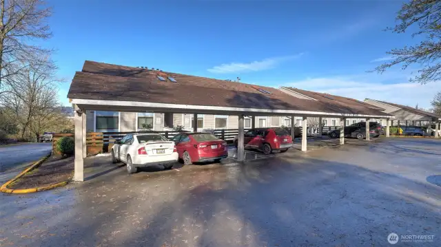 Assigned covered parking with the potential to add additional parking spots.