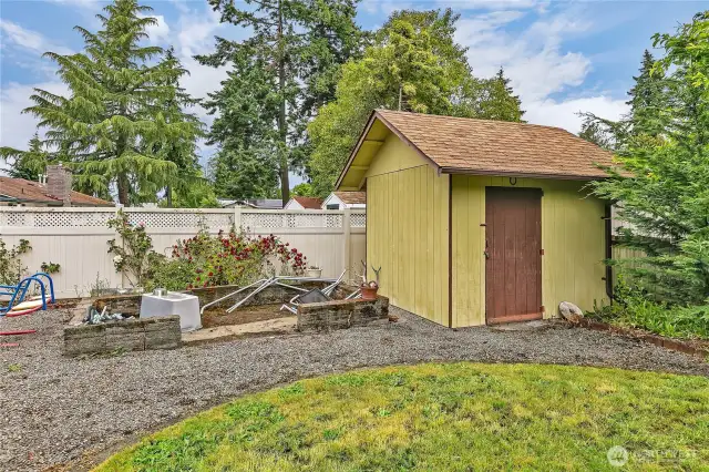 Outbuilding for garden tools.