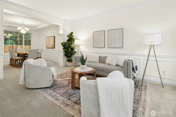 Elegant chair railings & lots of natural light