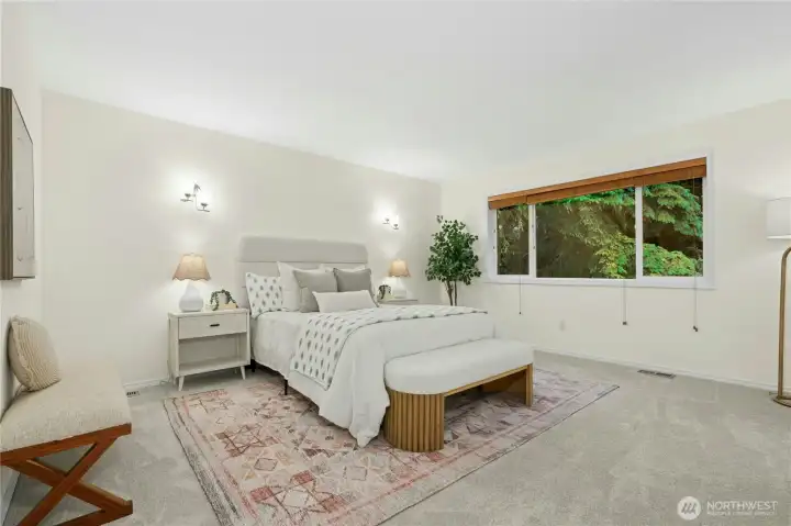 Exquisite Primary Suite w/trees letting in outdoor privacy