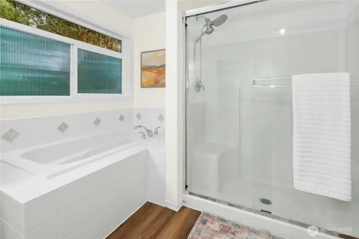 Spa-like soaking tub & spacious shower