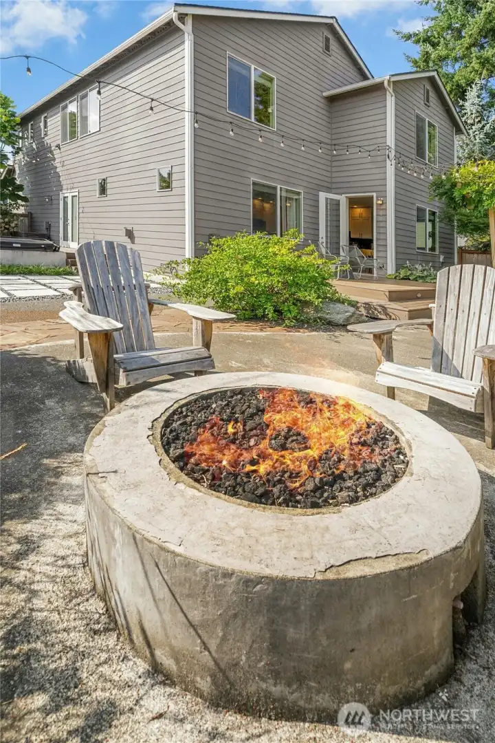 Gather around the firepit with family and friends