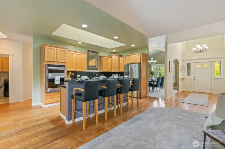 Kitchen features bar for dining and entertaining