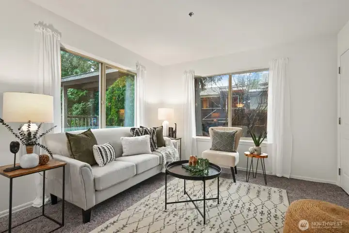 Two large sliding windows bring in lots of sunlight.