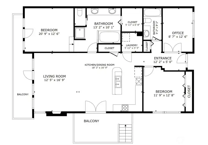 Fantastic floor plan! The garage is not shown in this illustration, but is just to the left of this photo (directly across - just steps from the entrance).