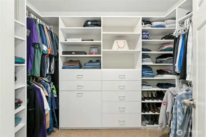 Walk-In Closet:  Spacious and thoughtfully designed, this walk-in closet offers custom built-ins, generous shelving, and ample hanging space to keep everything beautifully organized. A perfect blend of function and everyday comfort.