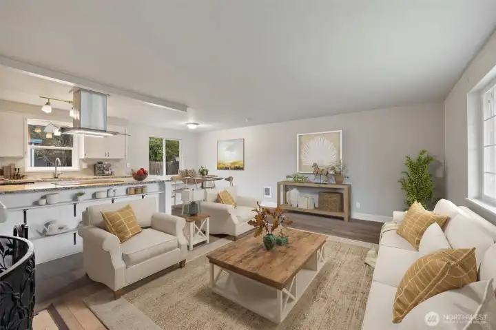 Photo virtually staged - main living space.