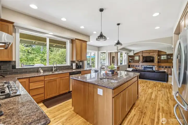 Chef's kitchen looking toward lounge room