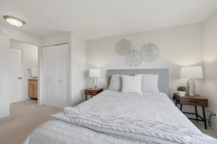 Angle of Primary bed showing private vanity area